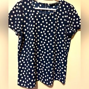 Navy and white polka dot Vero Moda open-zipper back